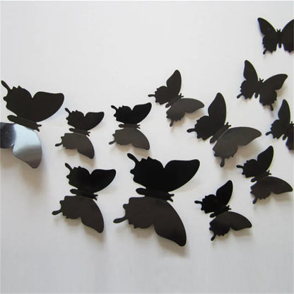 12Pcs 3D Butterfly Mirror Wall Sticker Decal Removable DIY Art Party Wedding Decoration Kids Room Home Decor Crystal Sticker