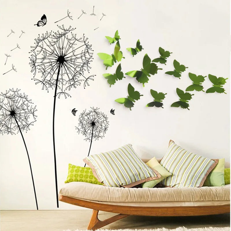 12Pcs 3D Butterfly Mirror Wall Sticker Decal Removable DIY Art Party Wedding Decoration Kids Room Home Decor Crystal Sticker