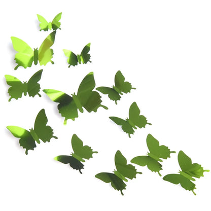 12Pcs 3D Butterfly Mirror Wall Sticker Decal Removable DIY Art Party Wedding Decoration Kids Room Home Decor Crystal Sticker